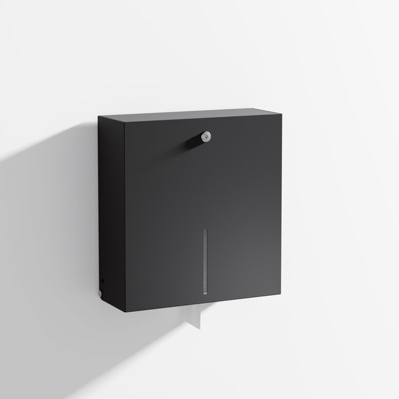 HEWI paper towel dispenser black matt Paper towel dispenser in the colour black matt stainless steel
